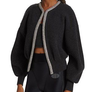 Alexander Wang Gray Crystal Trim Cardigan